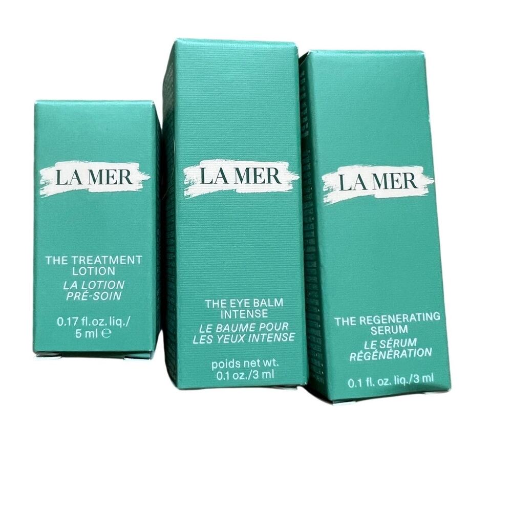 La Mer Travel Set - Eye Balm Intense, Regenerating Serum, Treatment Lotion New!